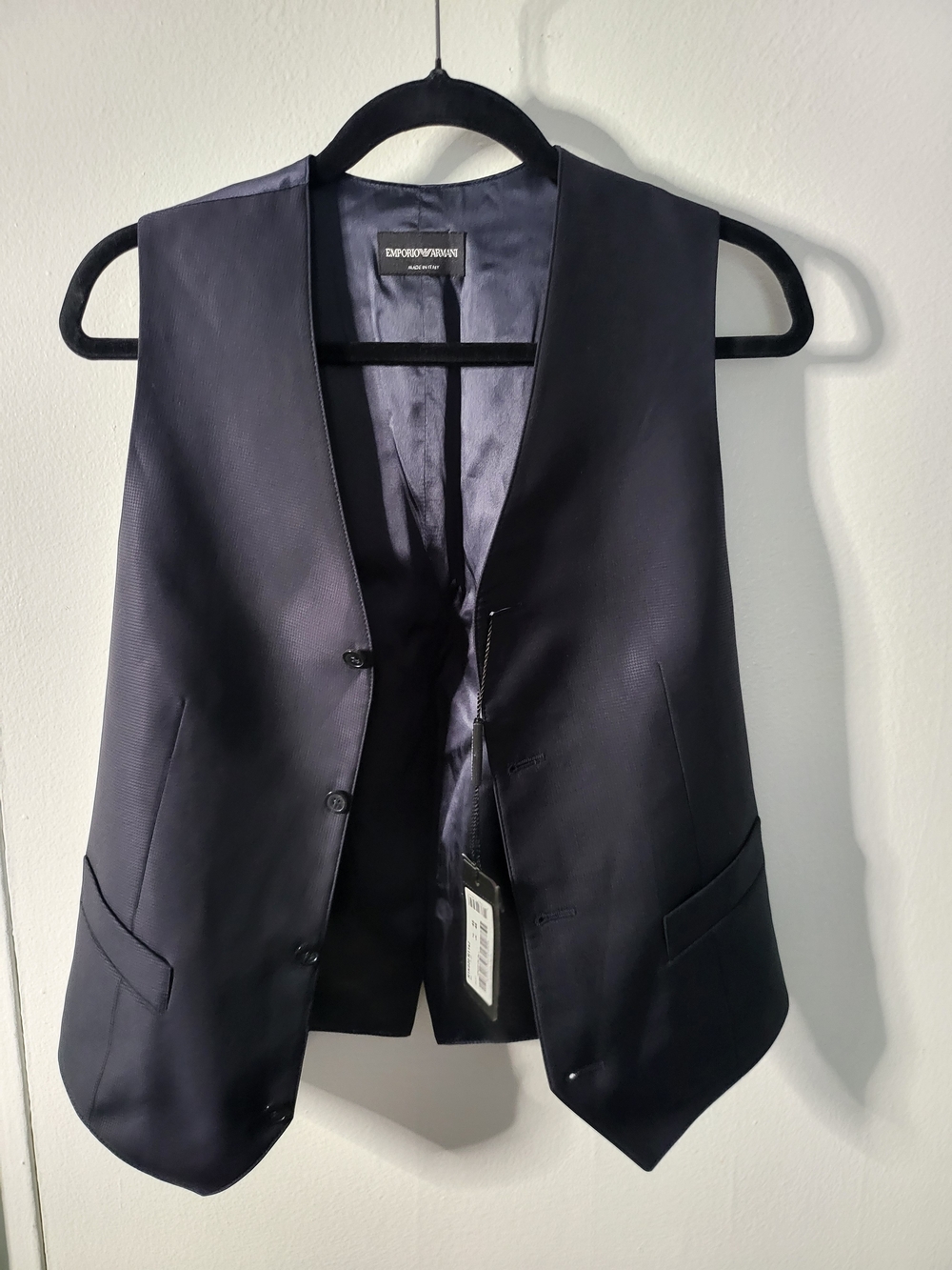 Emporio Armani Dark Navy Satin-Lined vest